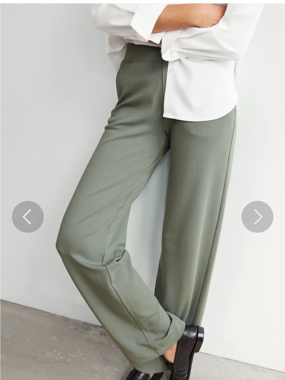 AYR Wide-Leg Trousers in Olive Green